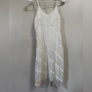 COPY - White Sequin/ Fringe Dress